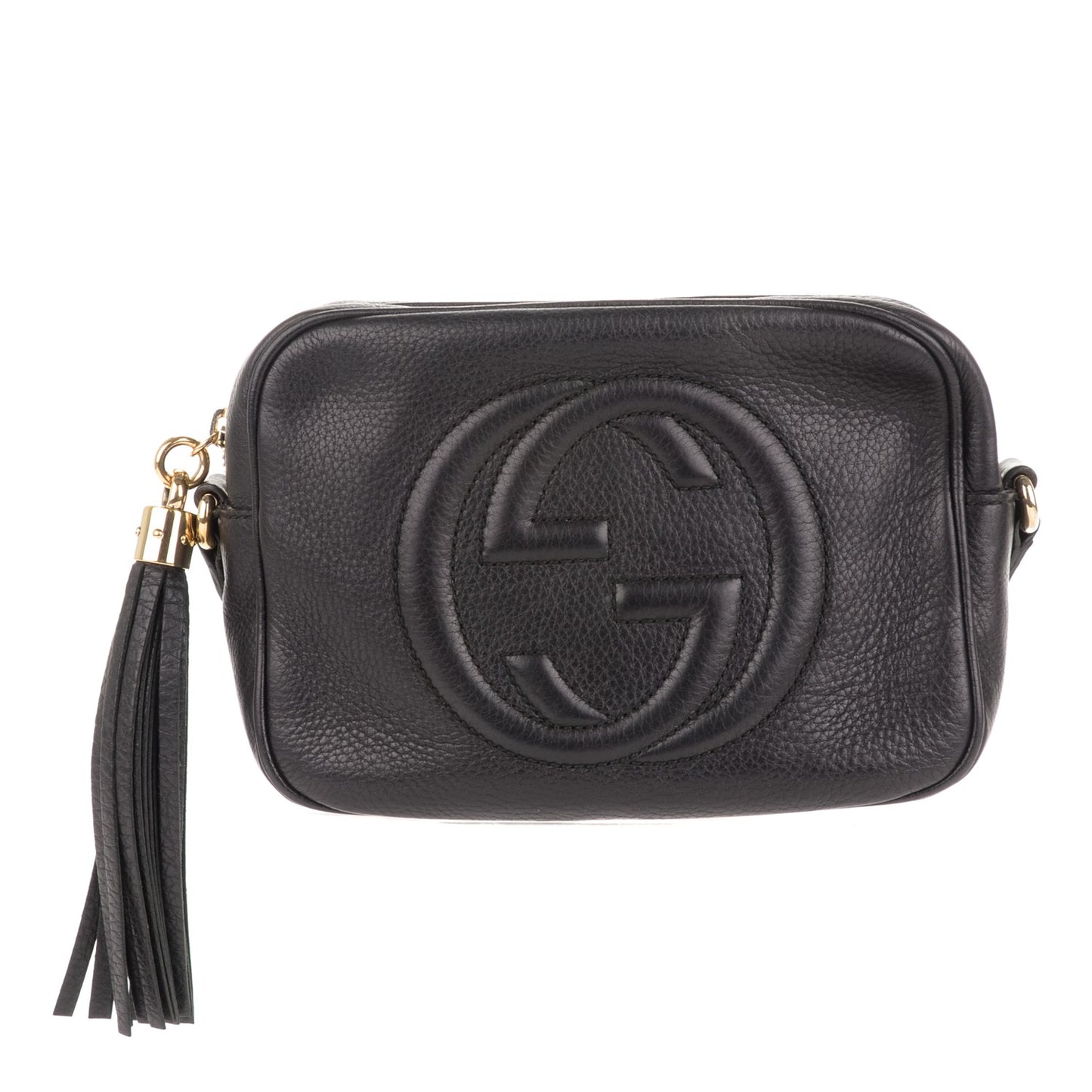 Pebbled Calfskin Small Soho Disco Bag Black