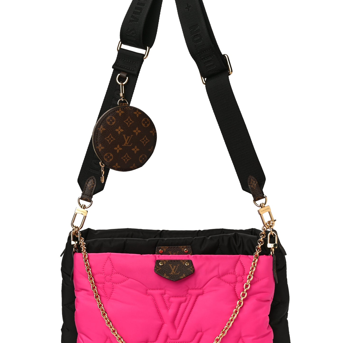 Econyl Monogram Pillow Maxi Multi Pochette Accessories Black Fuchsia