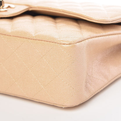 Chanel Iridescent Caviar Quilted Medium Double Flap Beige 9 of 10