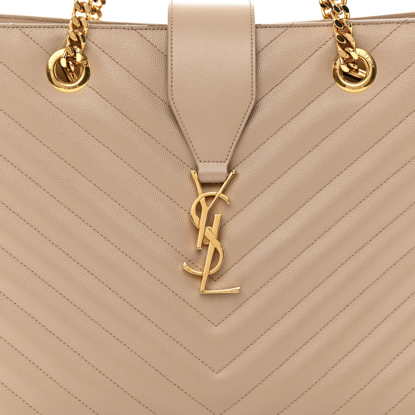 Grain De Poudre Matelasse Chevron Monogram Shopping Bag Dark Beige