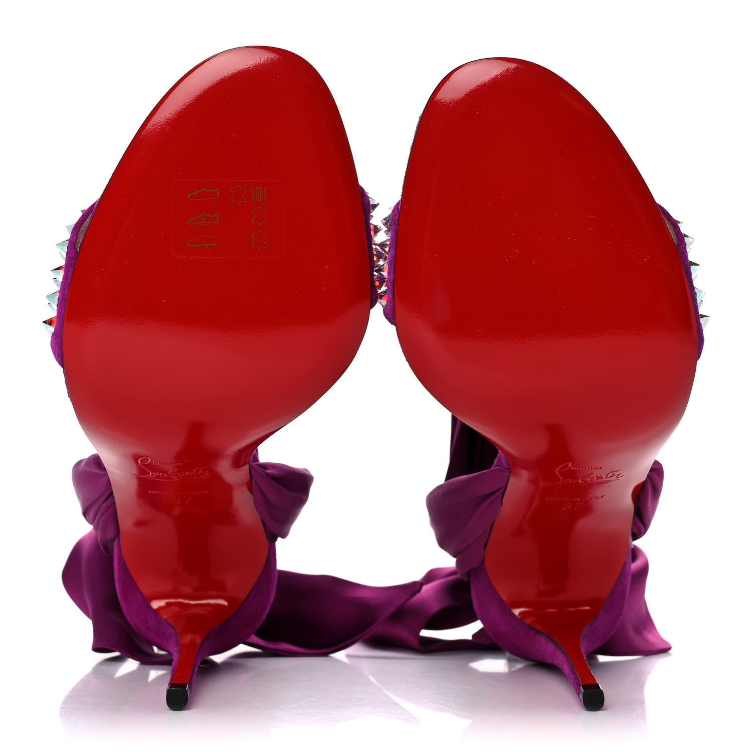 Christian Louboutin Crepe Satin Veau Velours Krystal Du Desert 100 Sandal 37 Version Ricelieu 5 of 9