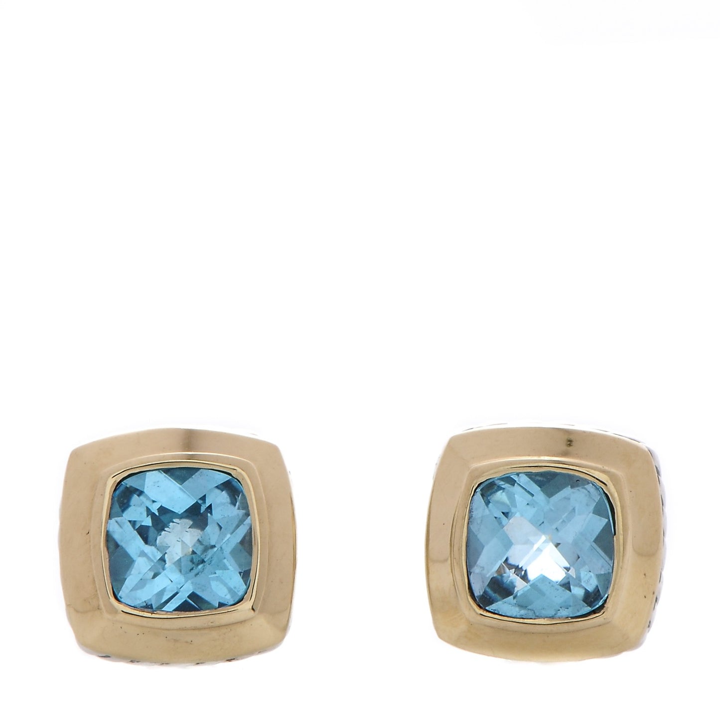 Sterling Silver 18K Gold Blue Topaz 7mm Petite Albion Earrings
