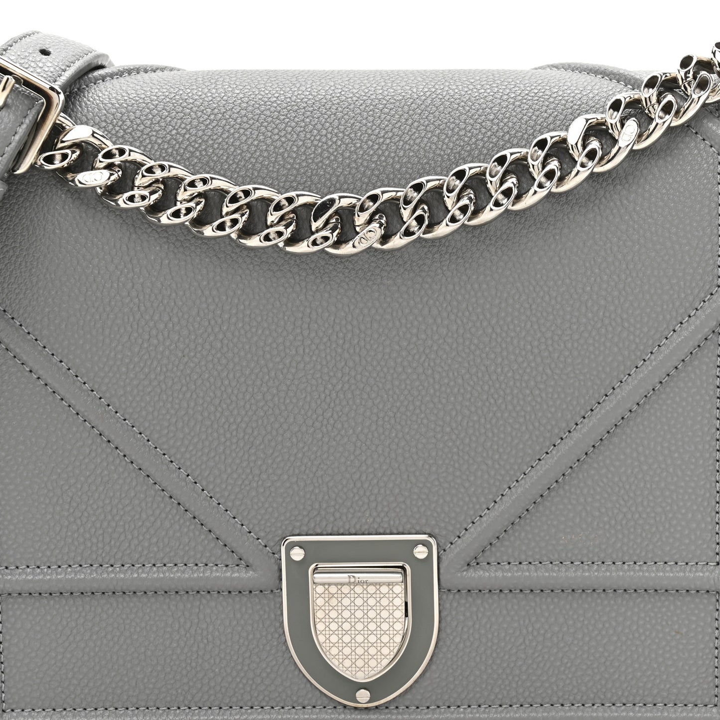 Grained Calfskin Medium Diorama Flap Bag Gris