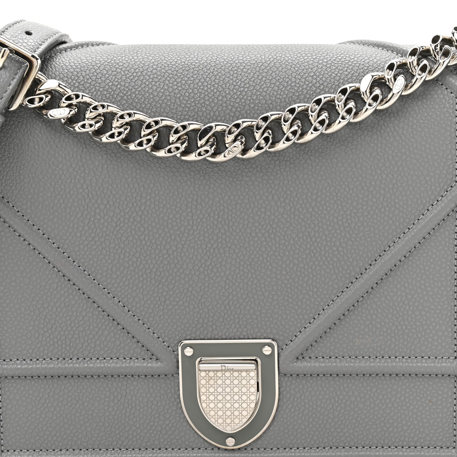 Christian Dior Grained Calfskin Medium Diorama Flap Bag Gris 8 of 11