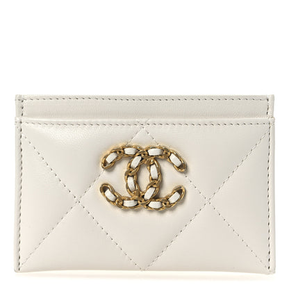 Chanel Lambskin Quilted Chanel 19 Card Holder White 1 of 8