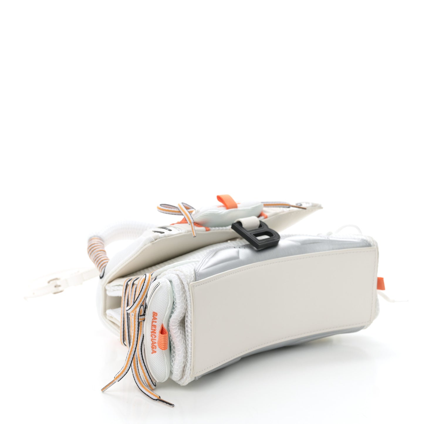 Faux Calfskin Fabric Glow In The Dark Small Sneakerhead Top Handle Bag White Orange