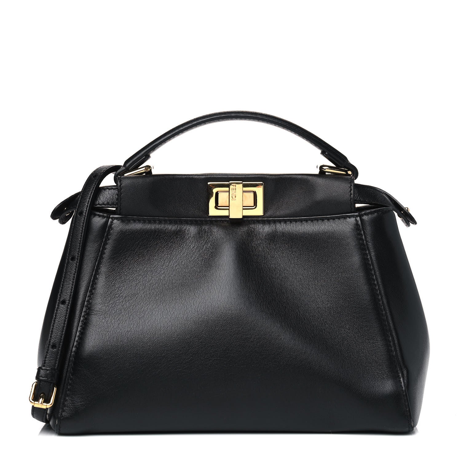 Fendi Nappa Mini Peekaboo Iconic Satchel Black 1 of 11