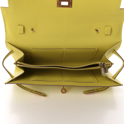 Hermes Chevre Mysore Kelly Wallet To Go Lime 5 of 10