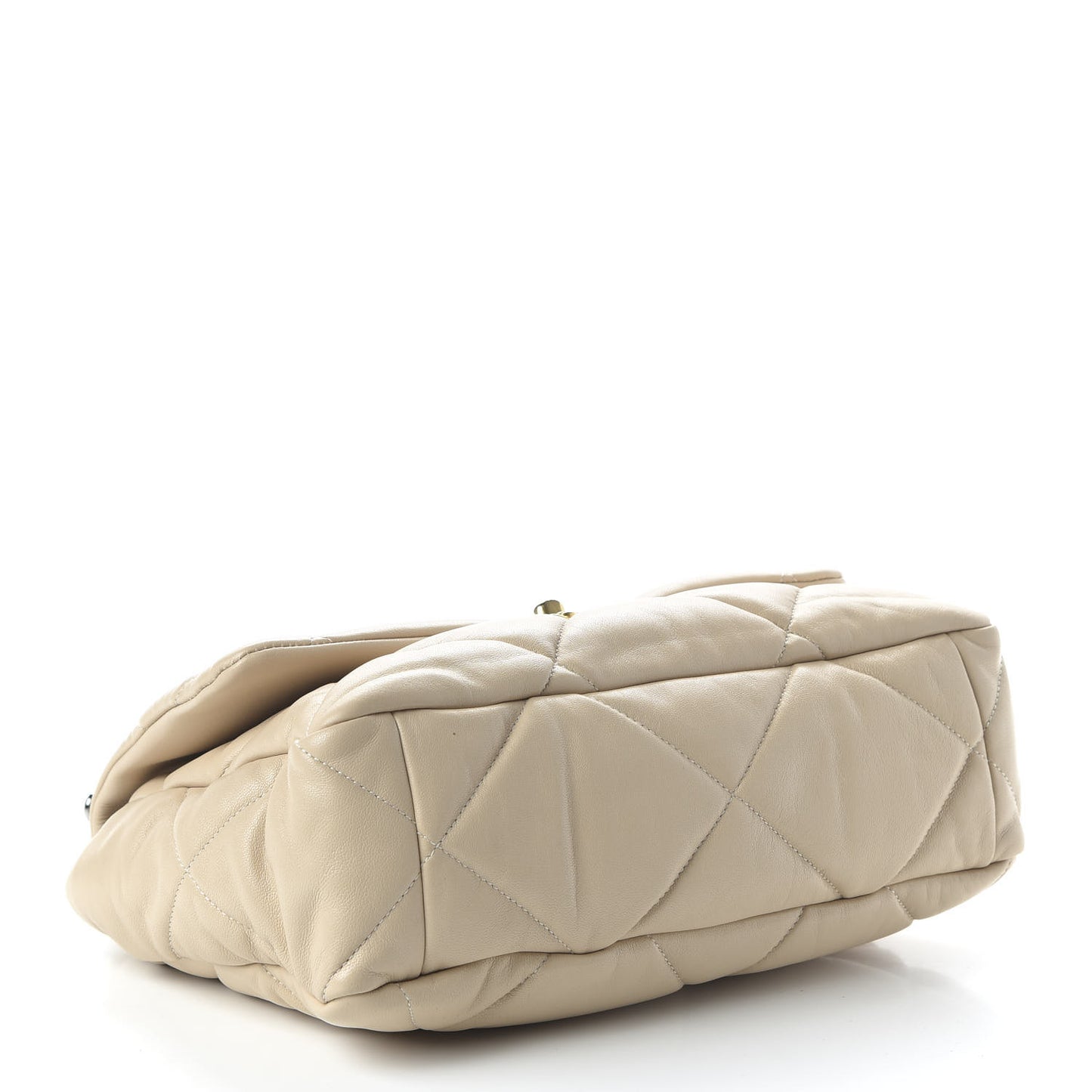 Lambskin Quilted Large 19 Flap Beige