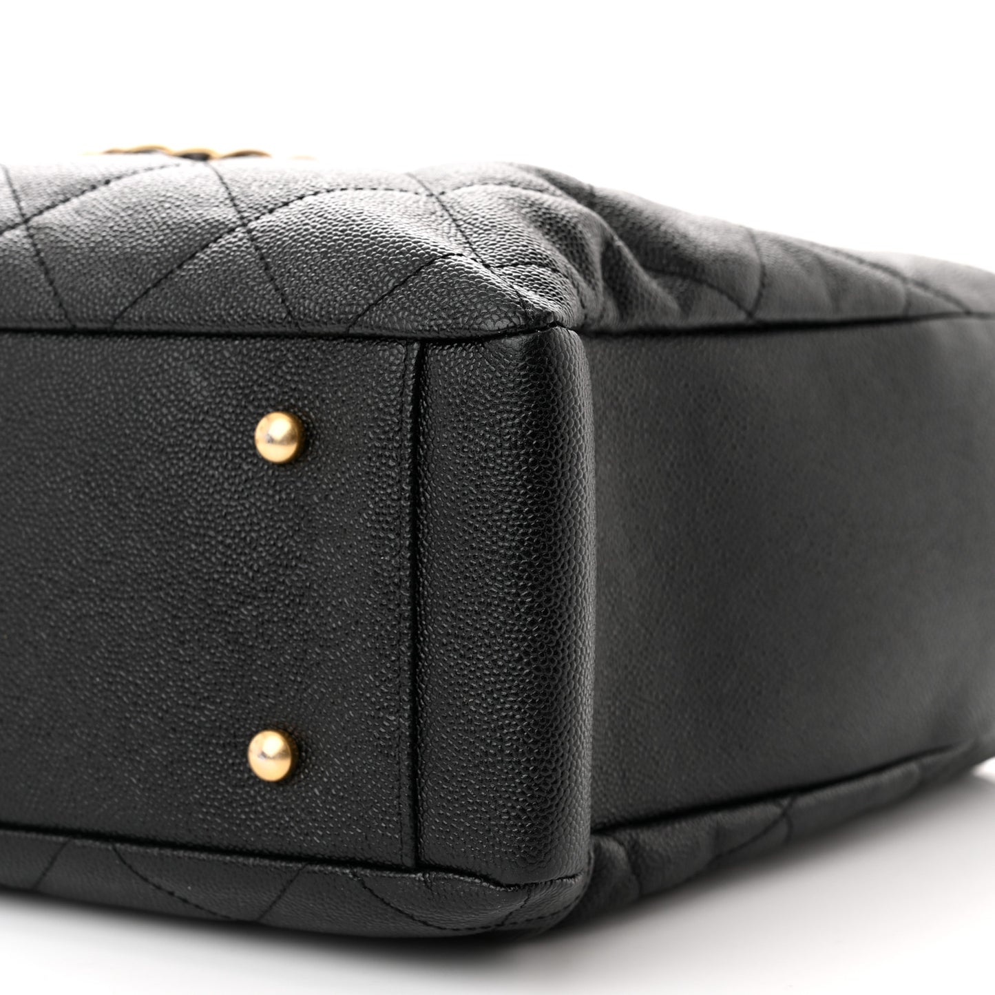 Caviar Quilted Small Shopping Tote Black