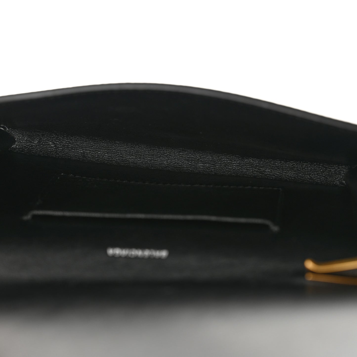 Grained Calfskin Logo Cash Phone Holder Wallet On Chain Black White