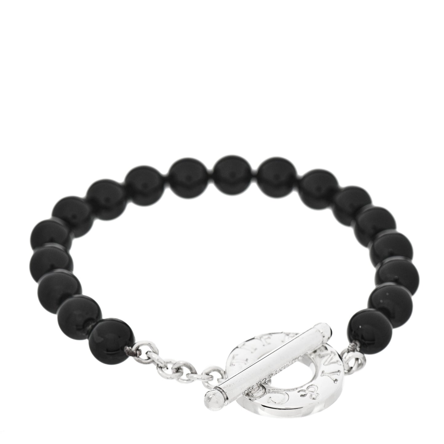 Sterling Silver Black Onyx Bead Toggle Bracelet