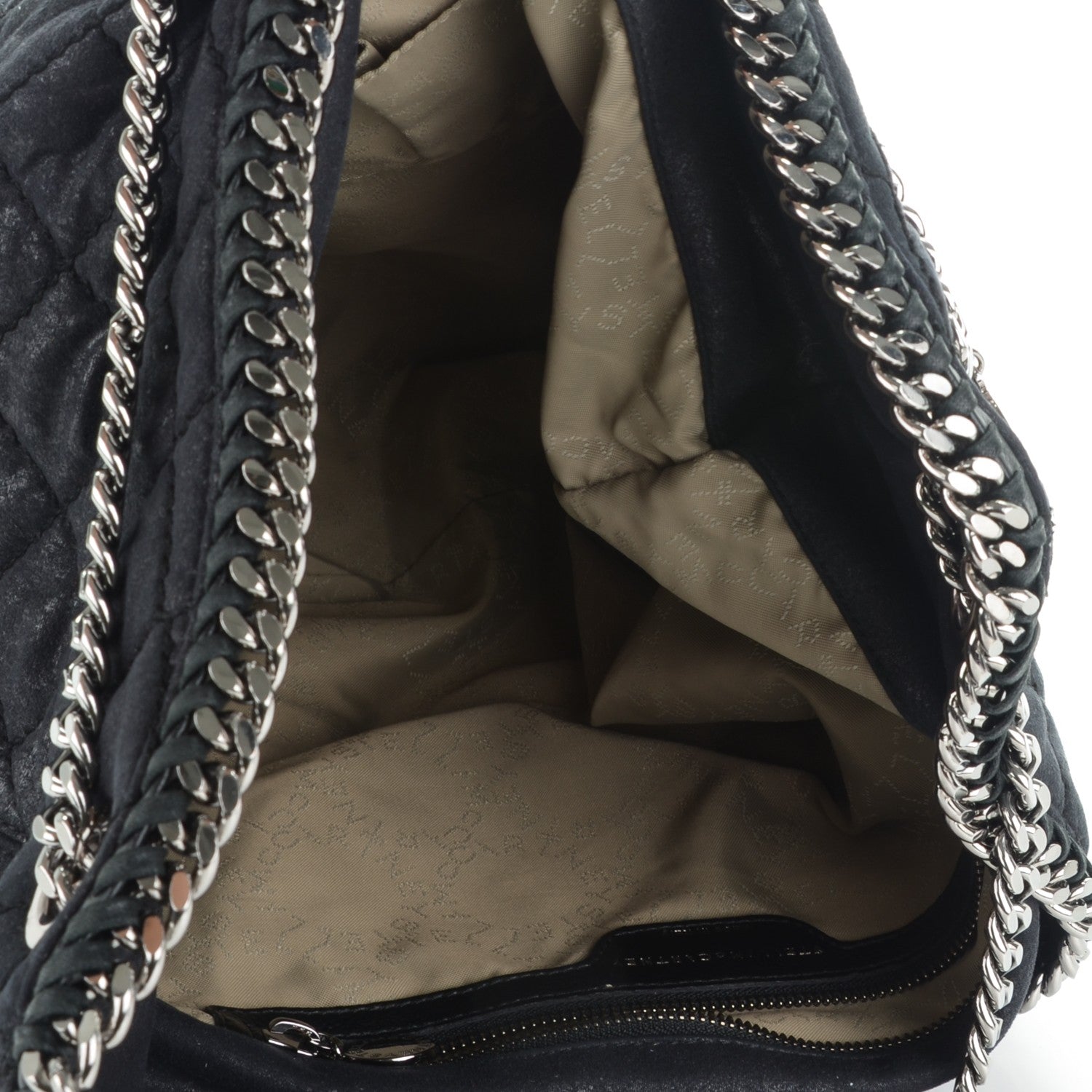 Stella McCartney Quilted Shaggy Deer Large Falabella Bucket Bag Black 6 of 7