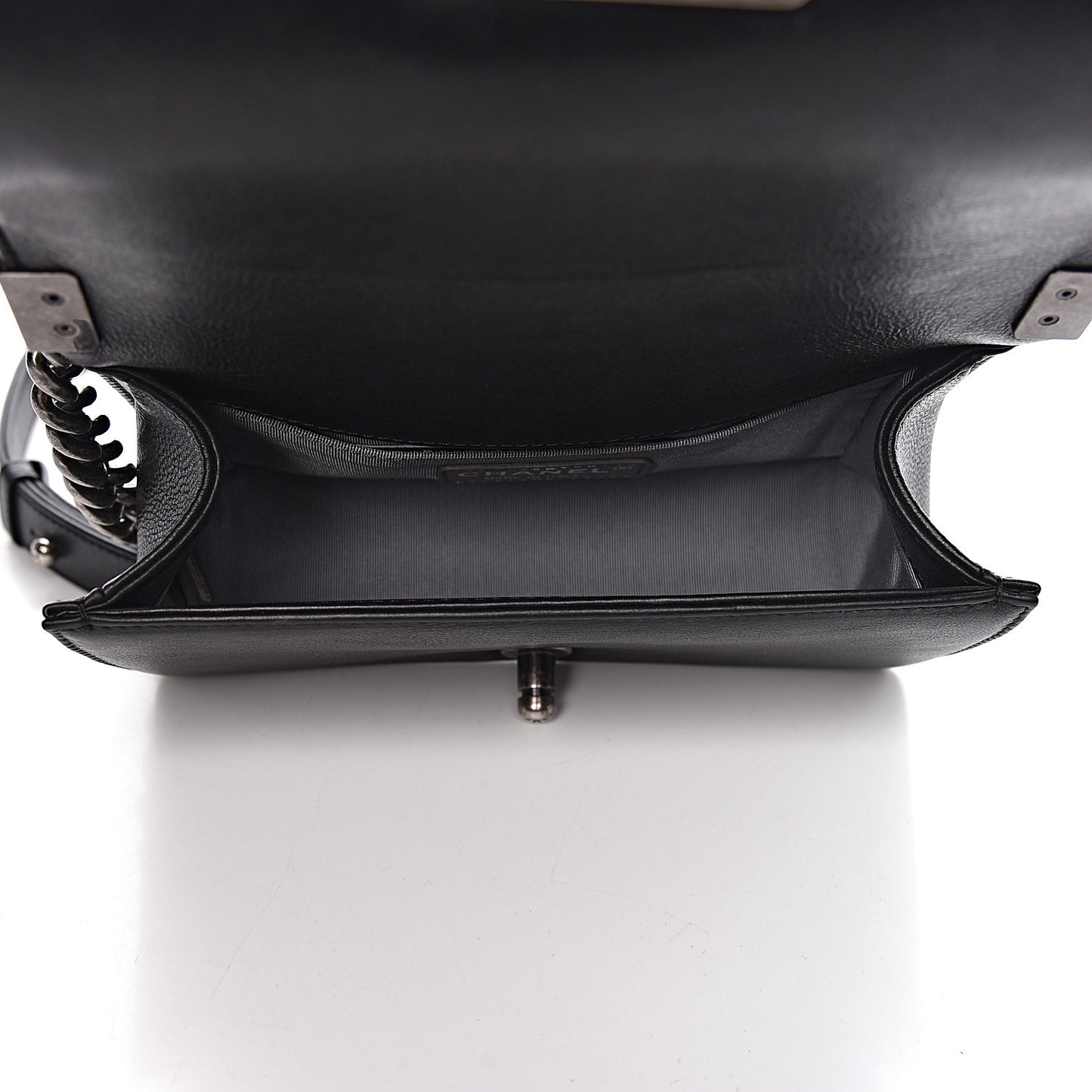 Calfskin Quilted Small Boy Flap Black