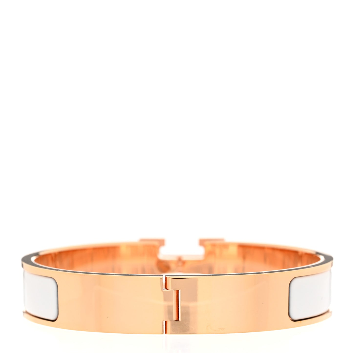 Enamel Narrow Clic Clac H Bracelet GM White
