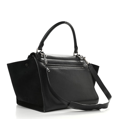 Celine Drummed Calfskin Suede Medium Trapeze Black 3 of 11