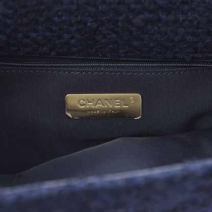 Chanel Tweed Quilted Maxi 19 Flap Navy 6 of 11