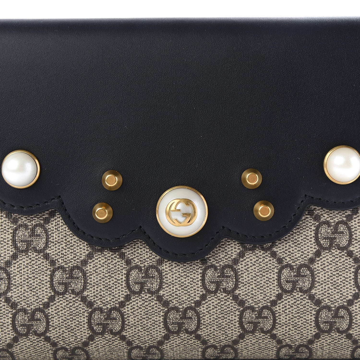 Gucci GG Supreme Monogram Mini Peony Pearly Clutch Black 11 of 11