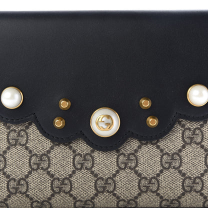 Gucci GG Supreme Monogram Mini Peony Pearly Clutch Black 11 of 11