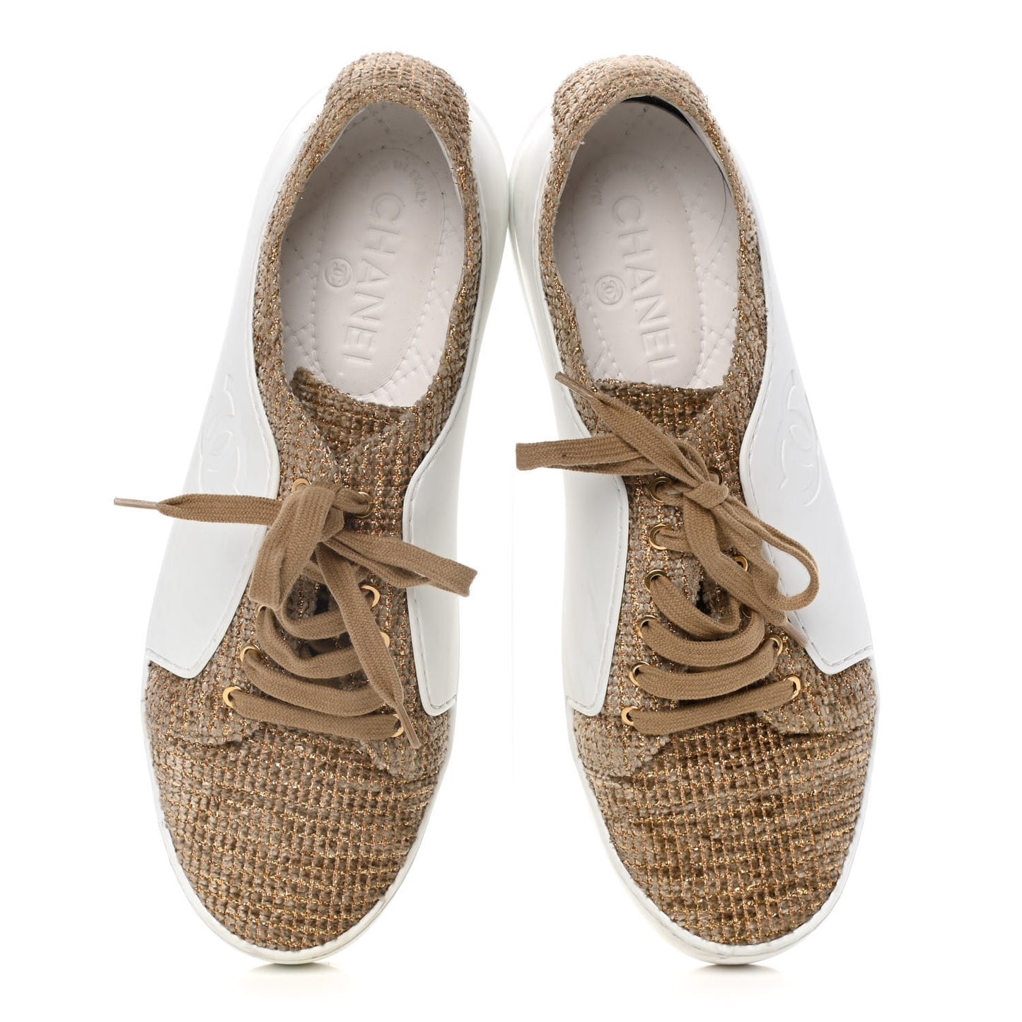 Fantasy Tweed Sneakers 40.5 Beige Gold