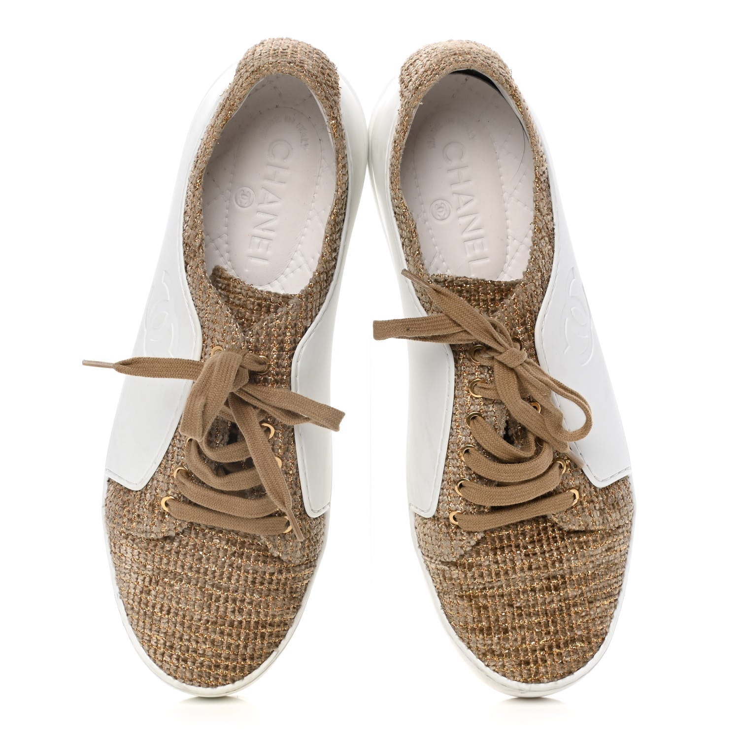Chanel Fantasy Tweed Sneakers 40.5 Beige Gold 6 of 15