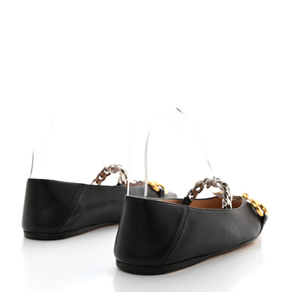 Gucci Nappa Lumiere Deva Horsebit Chain Embellished Flats 36.5 Black 4 of 9