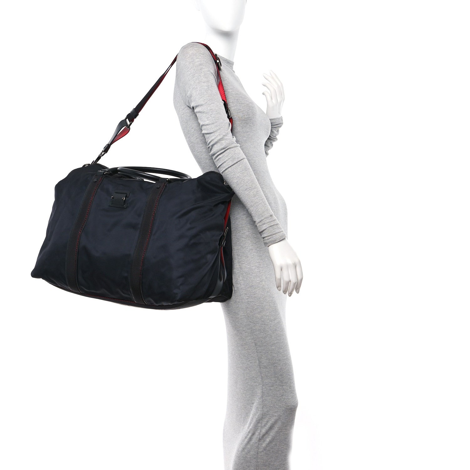 Christian Louboutin Nylon Calfskin Paris Loubcity Weekender Black Gunmetal 2 of 10