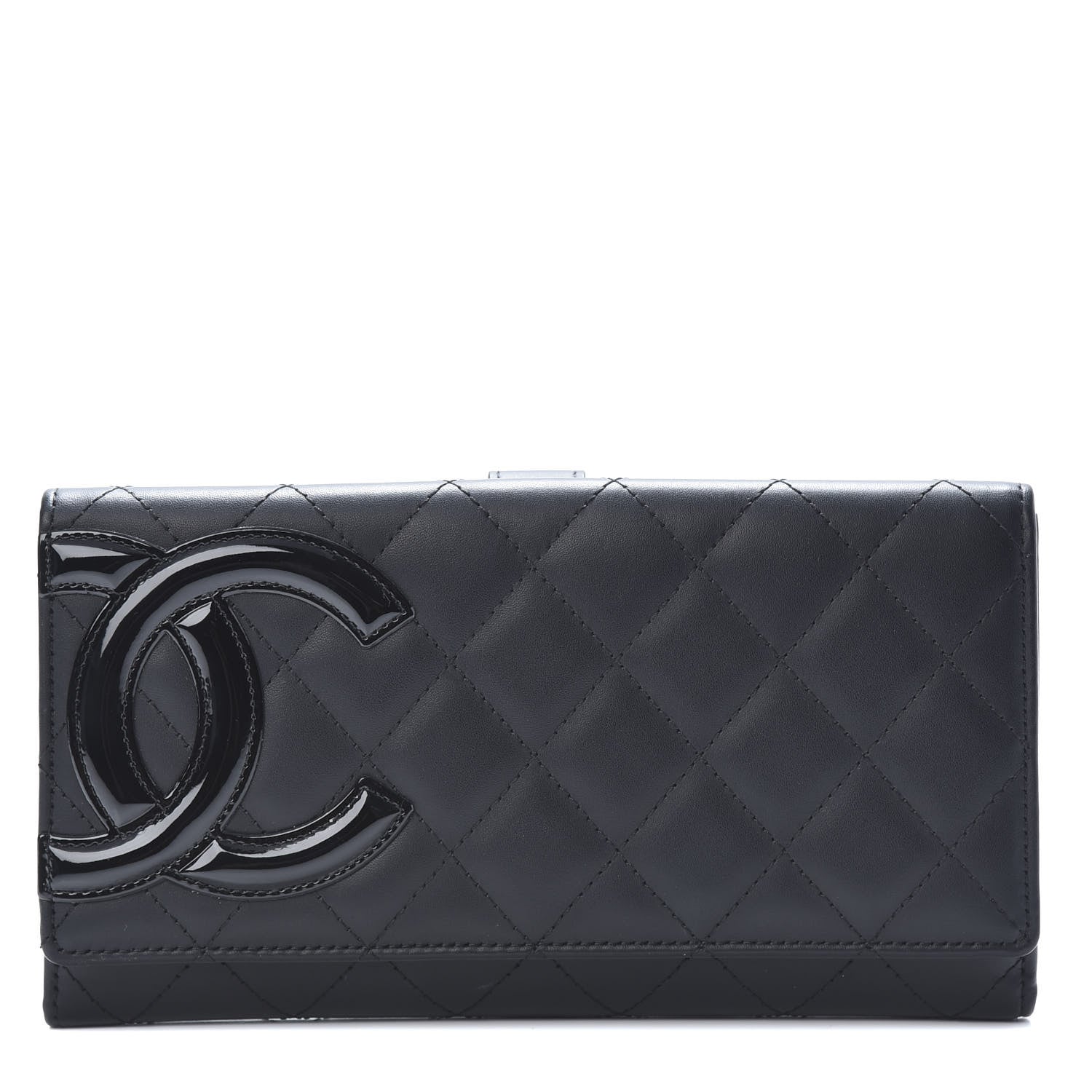Chanel Calfskin Quilted Cambon Gusset Flap Wallet Black 1 of 10