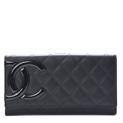 Chanel Calfskin Quilted Cambon Gusset Flap Wallet Black 1 of 10
