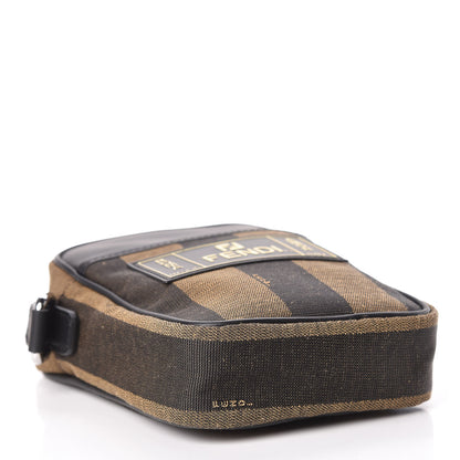 Fendi Jacquard Vitello Century Pequin Logo Plate Small Crossbody Messenger Tobacco Moro Black 4 of 12