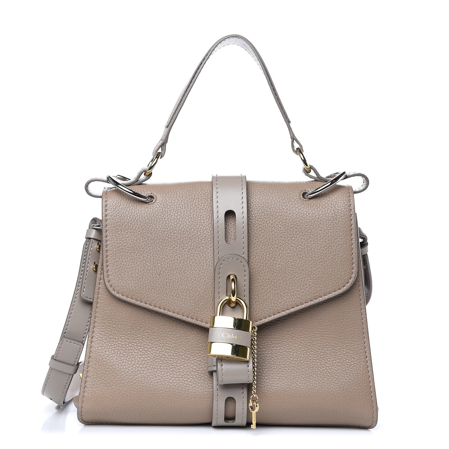 Shiny Grained Calfskin Medium Aby Day Shoulder Bag Motty Grey