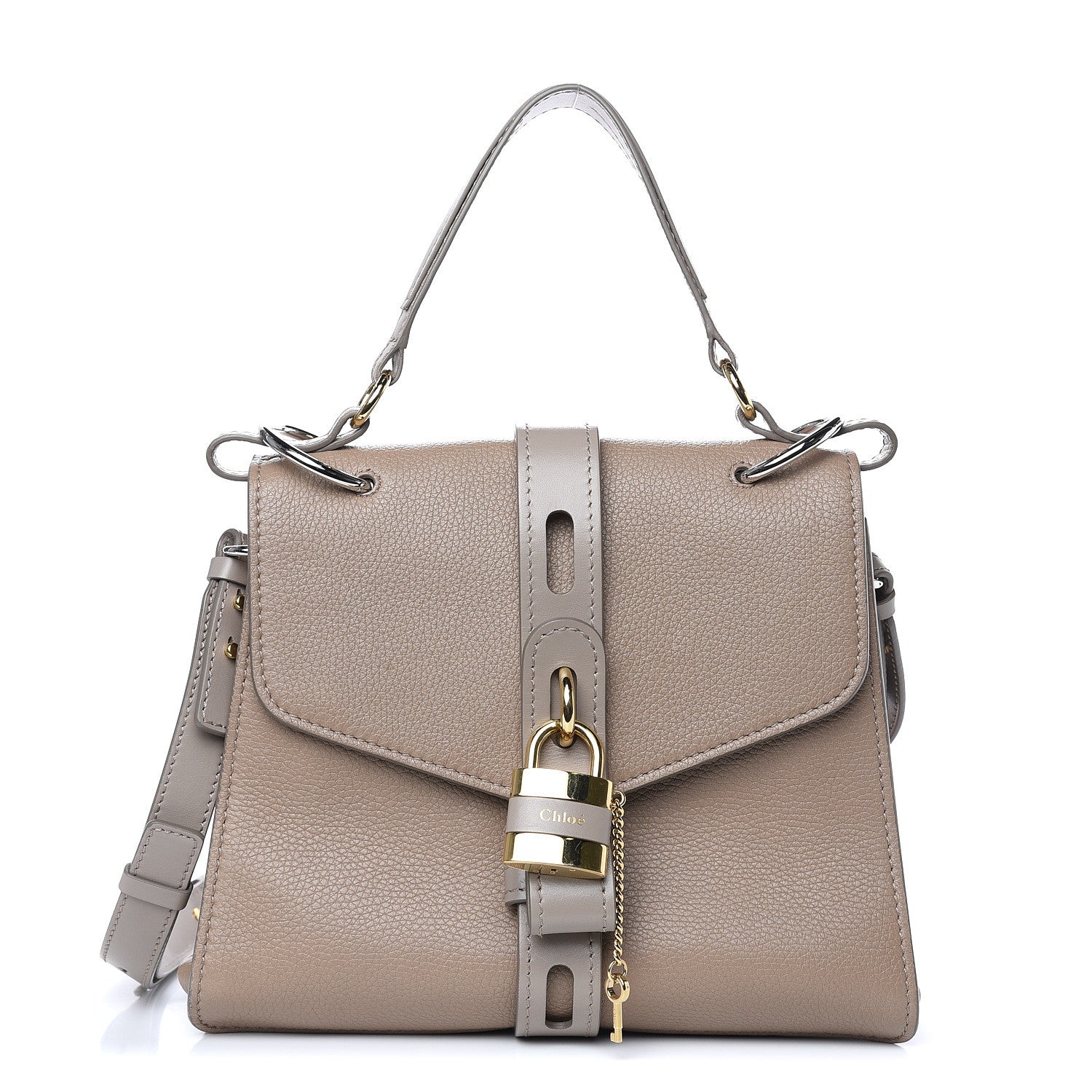 Chloe Shiny Grained Calfskin Medium Aby Day Shoulder Bag Motty Grey 1 of 9