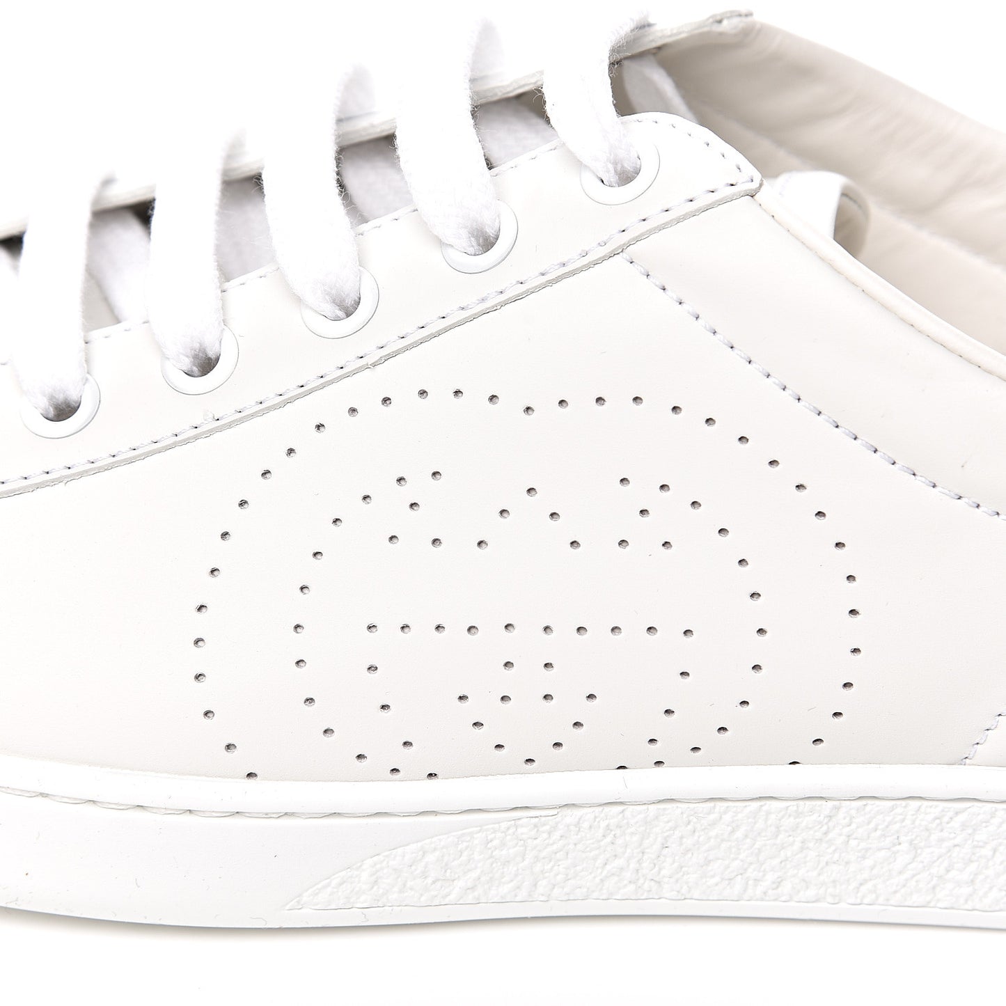 Calfskin Interlocking G Perforated Womens Ace Sneakers 39.5 White Grey Sky