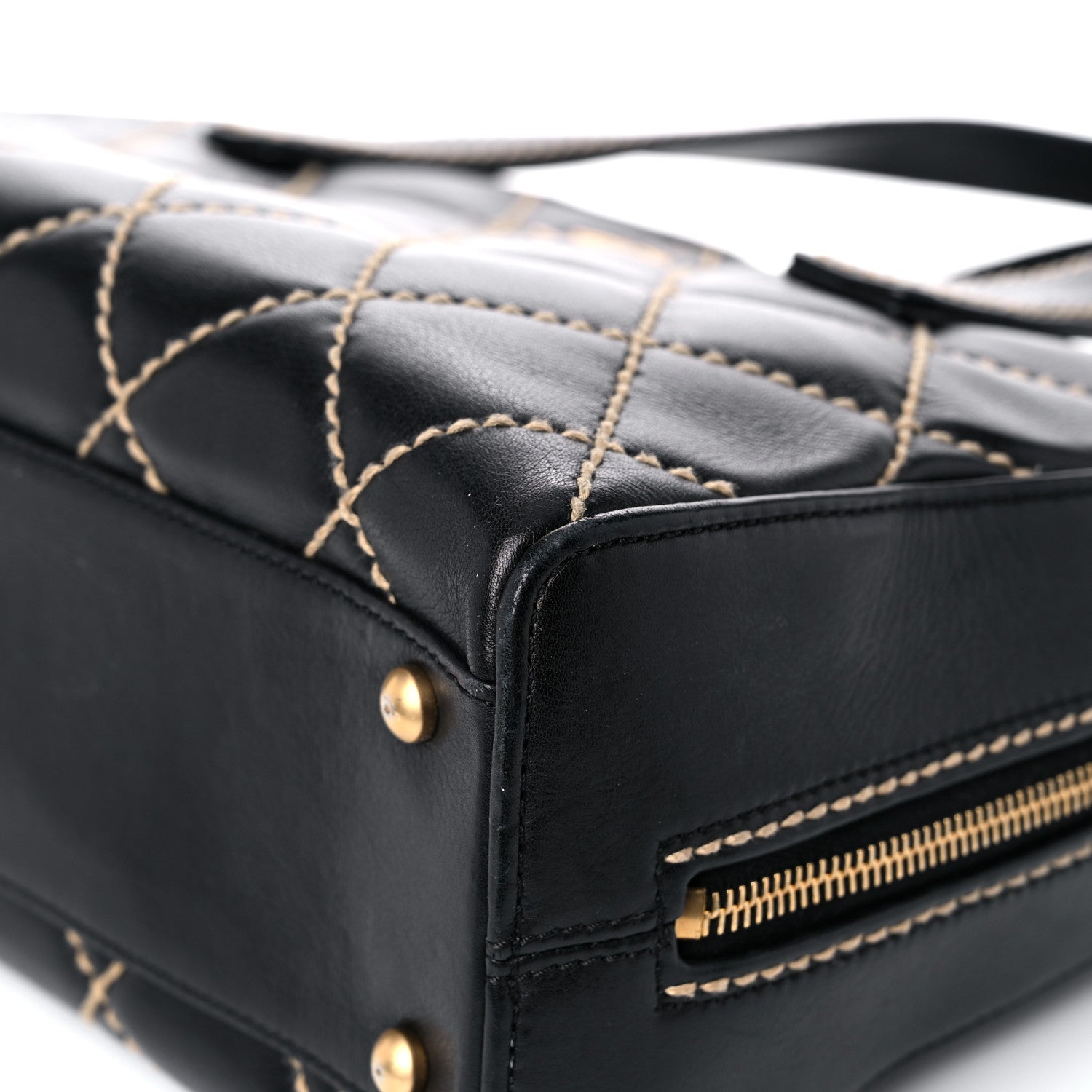 Chanel Calfskin Contrast Stitch Surpique Bowler Black 7 of 16