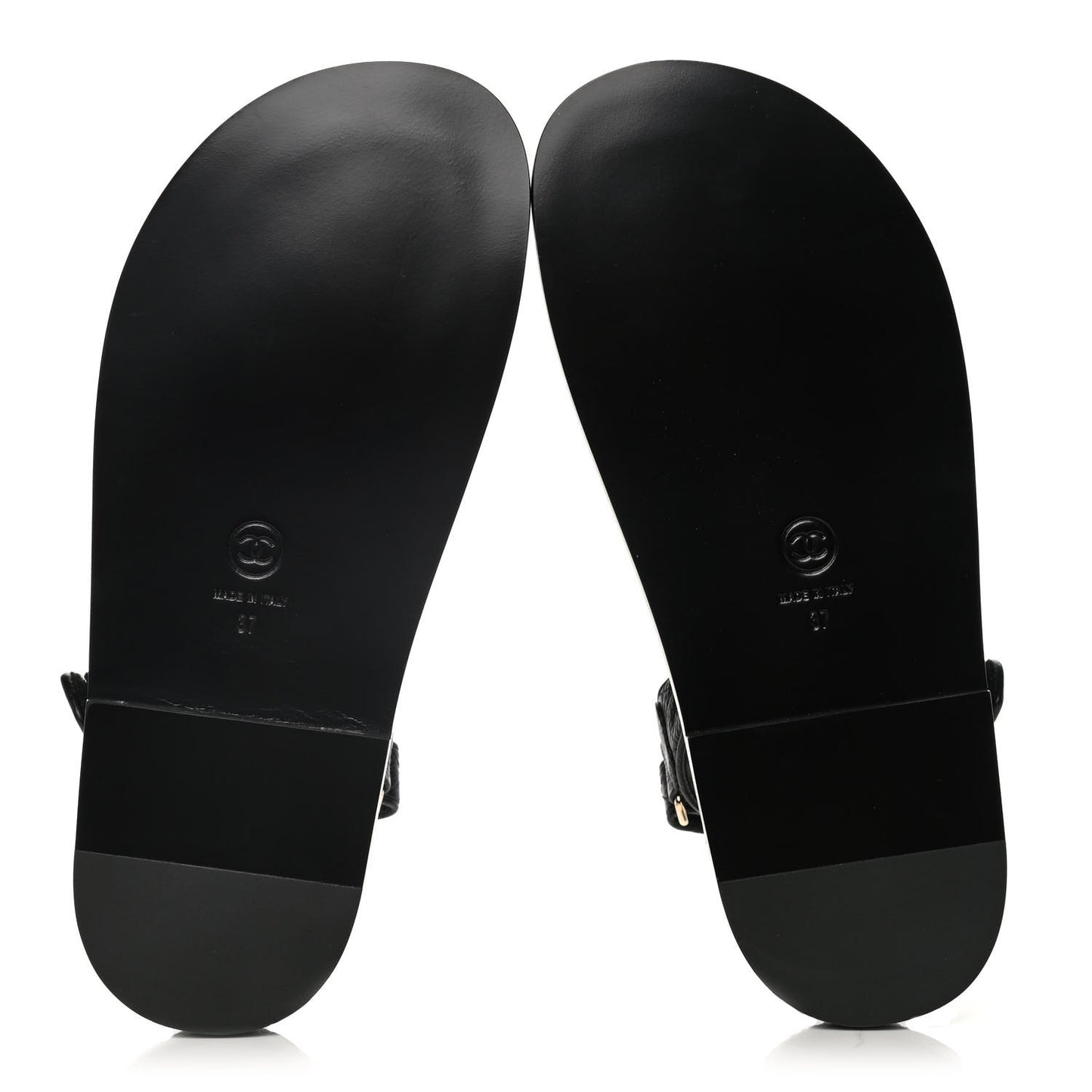 Grained Calfskin Velcro Dad Sandals 37 Black