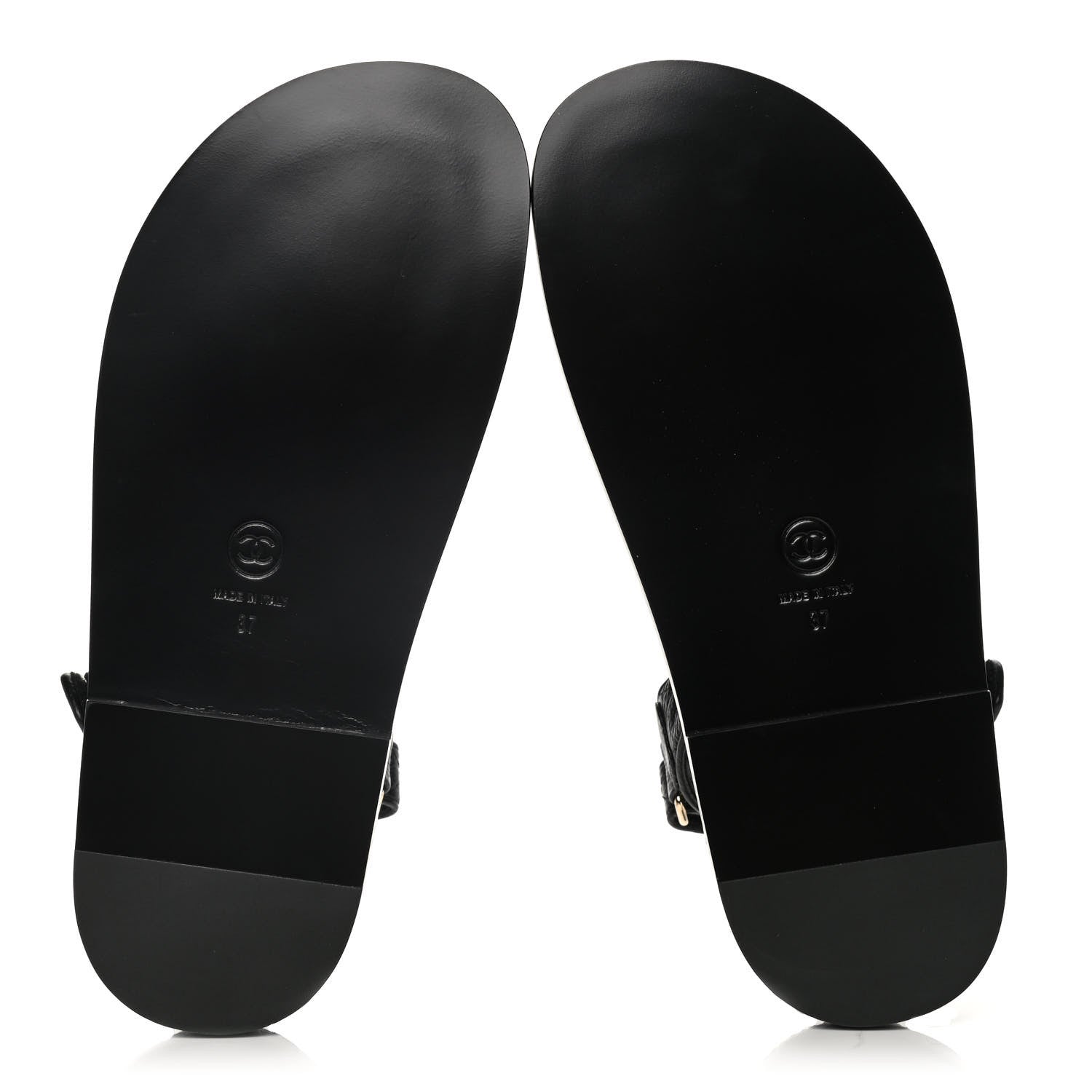 Chanel Grained Calfskin Velcro Dad Sandals 37 Black 6 of 10