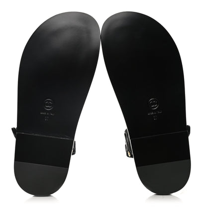 Chanel Grained Calfskin Velcro Dad Sandals 37 Black 6 of 10
