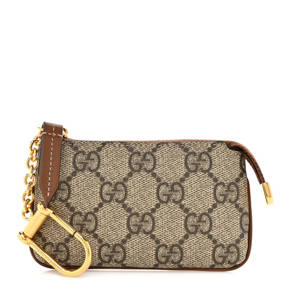 Gucci GG Supreme Monogram Key Case Beige Ebony Cuir 1 of 8