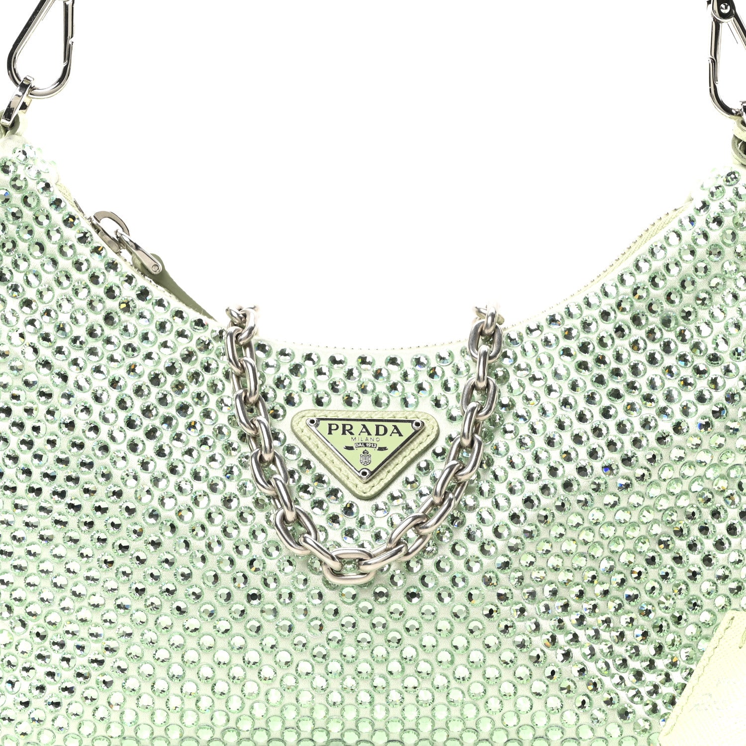 Prada Satin Crystal Re-Edition 2005 Shoulder Bag Acqua 8 of 10