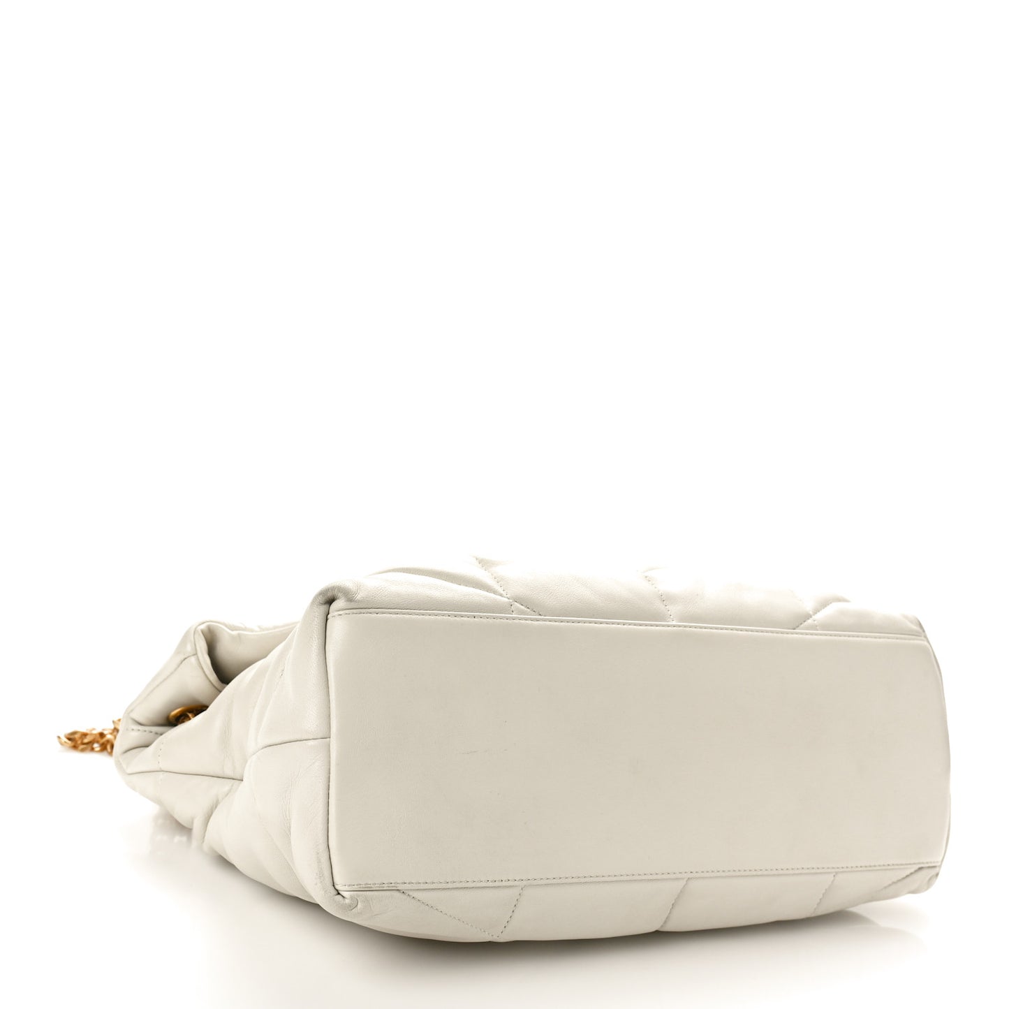 Lambskin Quilted Medium Loulou Puffer Monogram Chain Satchel Crema Soft