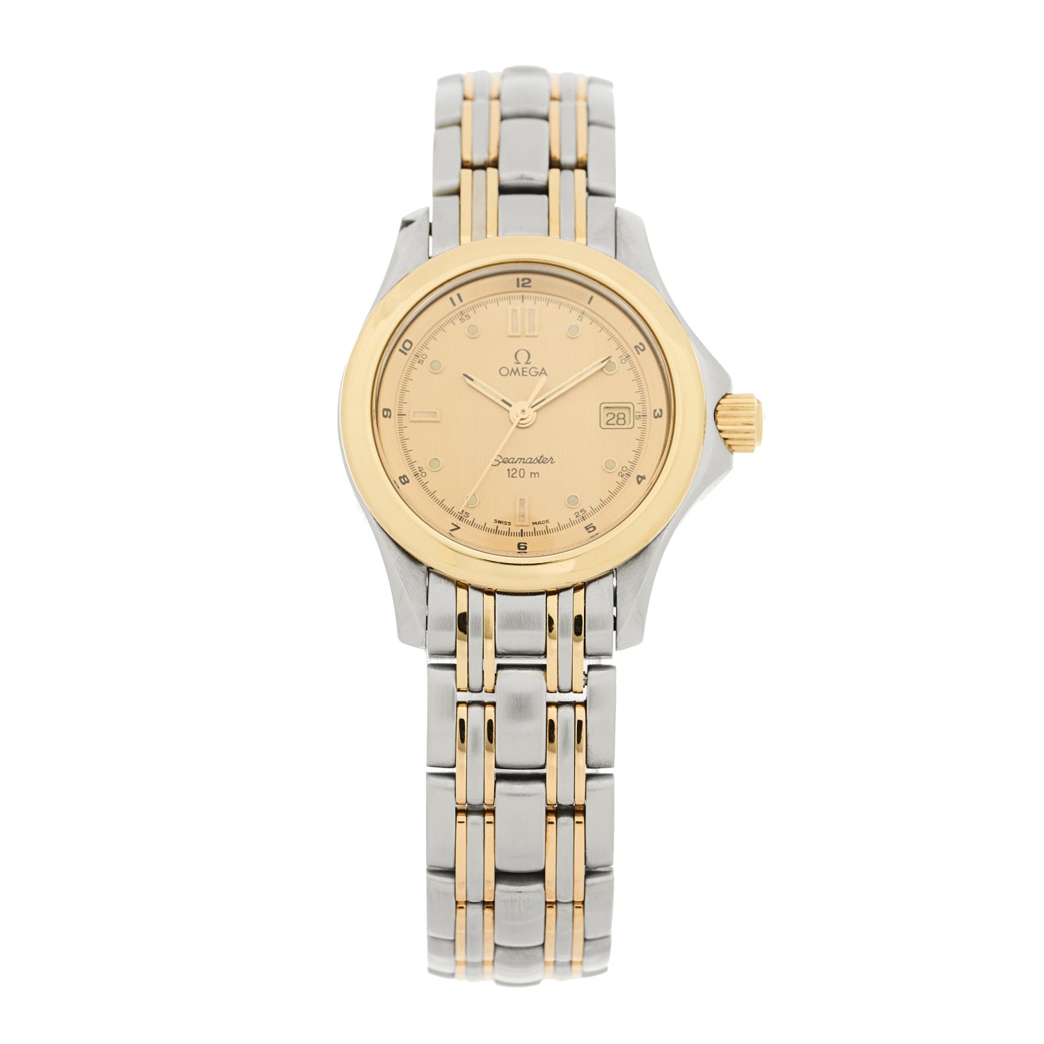 Omega Stainless Steel 18K Yellow Gold 29mm Seamaster 120M Quartz Watch Champagne 2371.10 1 of 4