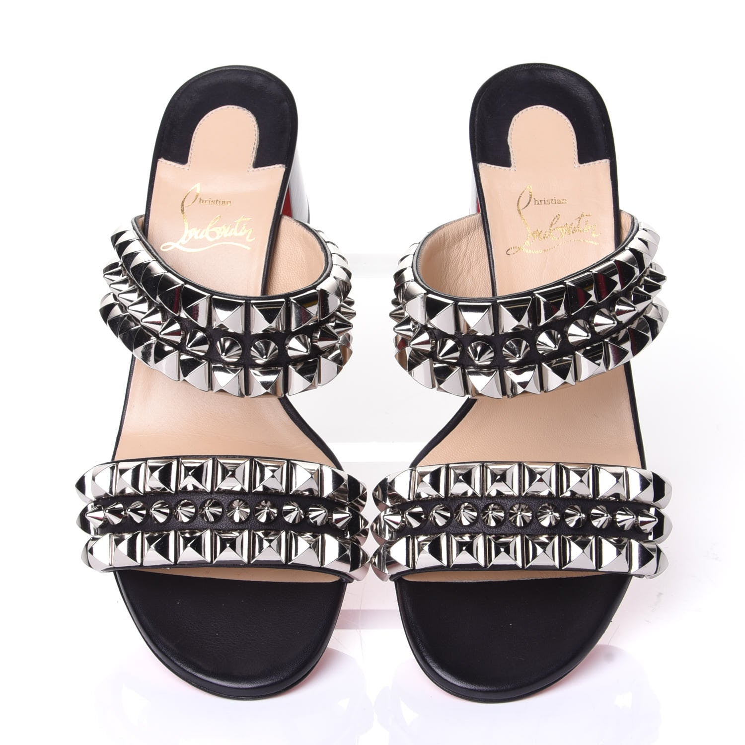 Christian Louboutin Calfskin Studded Tina Goes Mad 55 Slide Sandals 36.5 Black 5 of 11