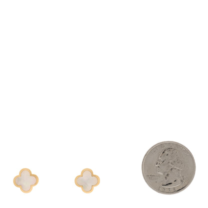 Van Cleef & Arpels 18K Yellow Gold Mother of Pearl Pure Alhambra Earrings 2 of 5