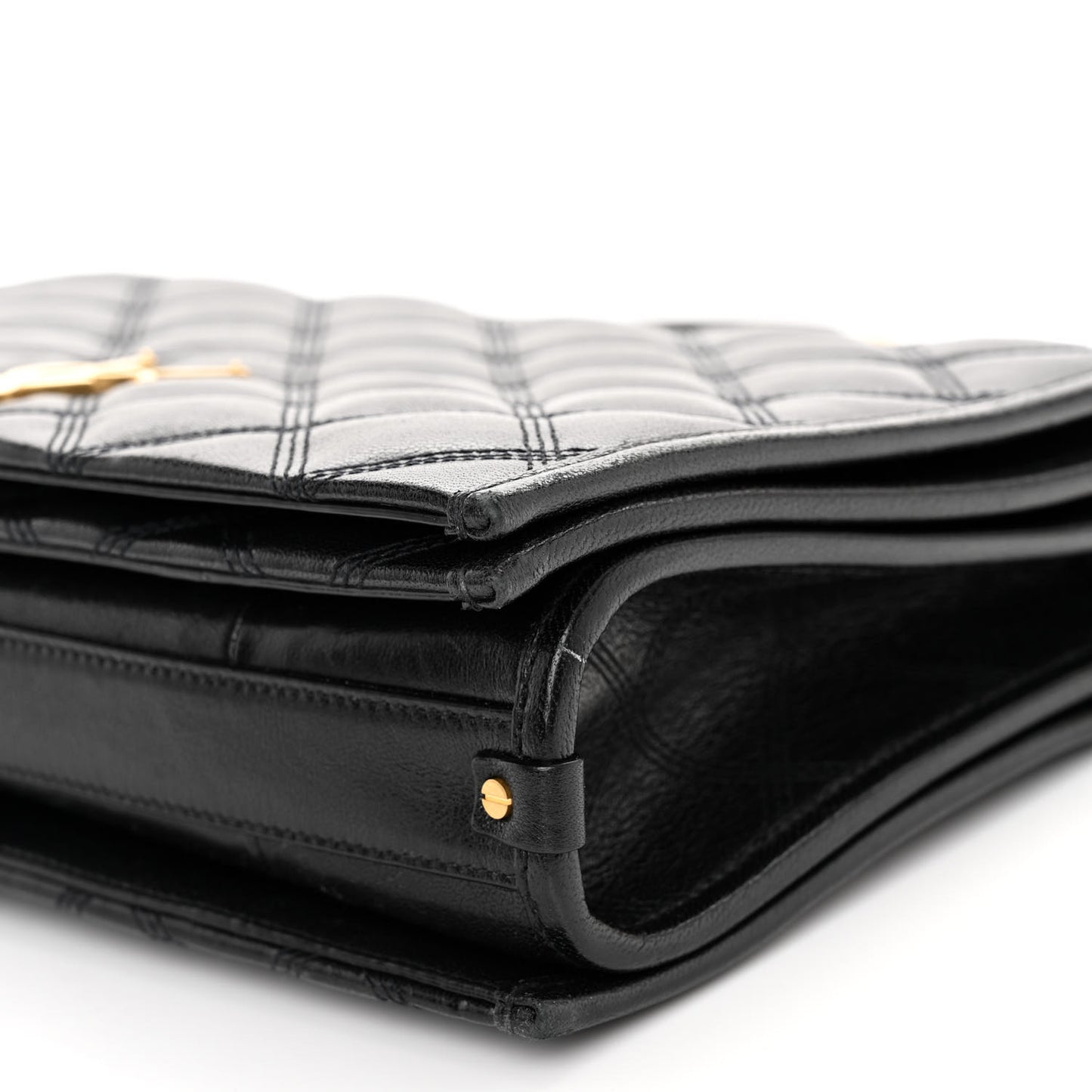SAINT LAURENT Lambskin Quilted Small Becky Chain Bag Black