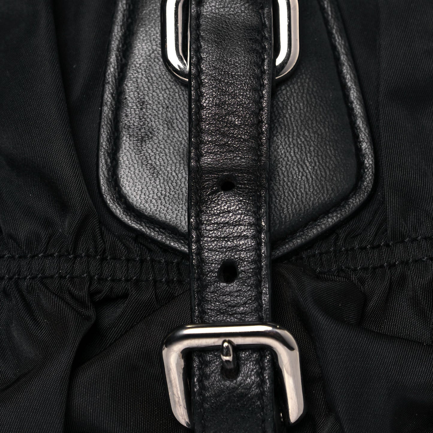 Tessuto Nylon Nappa Braided Gaufre Shopping Satchel Black