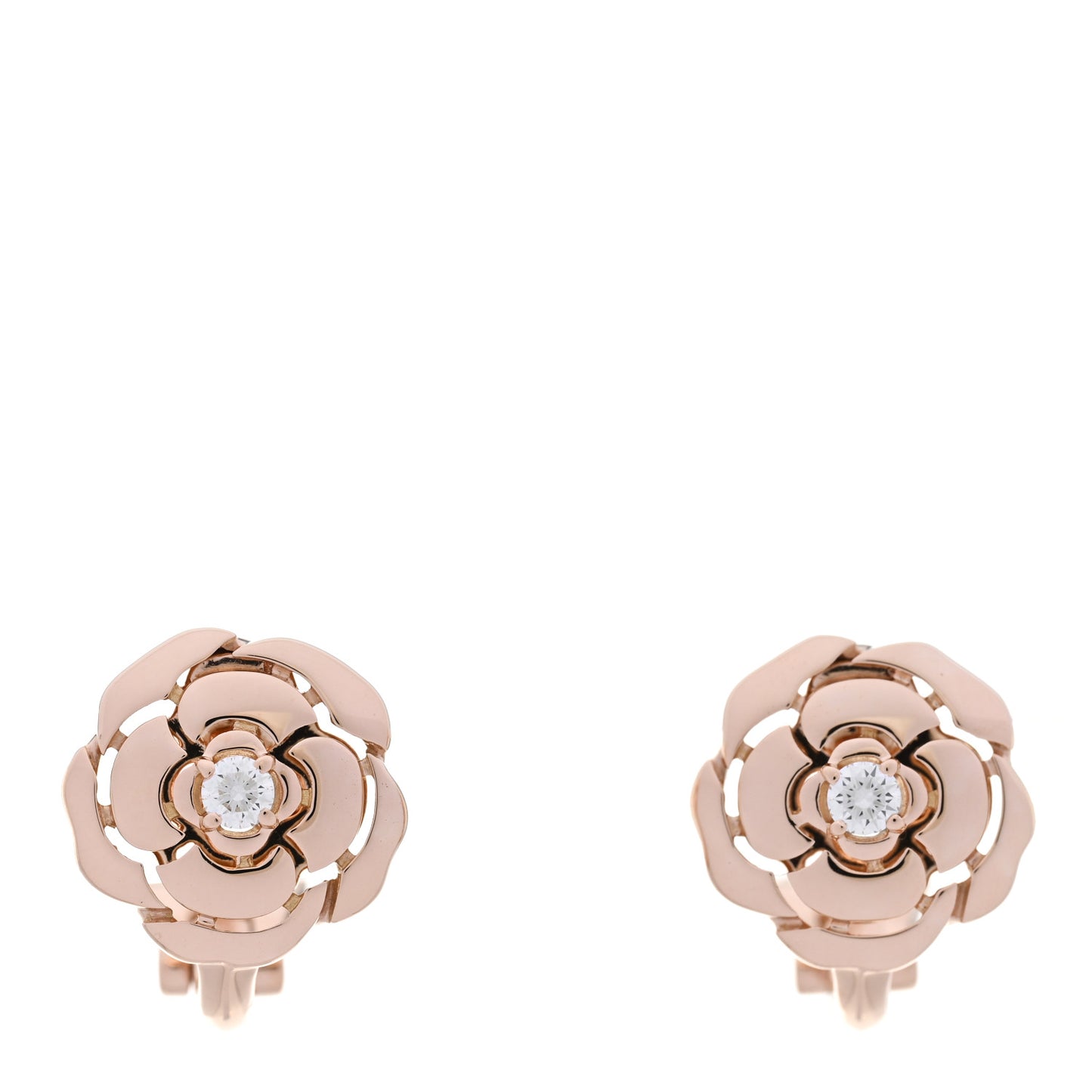18K Rose Gold Diamond Extrait de Camelia Earrings