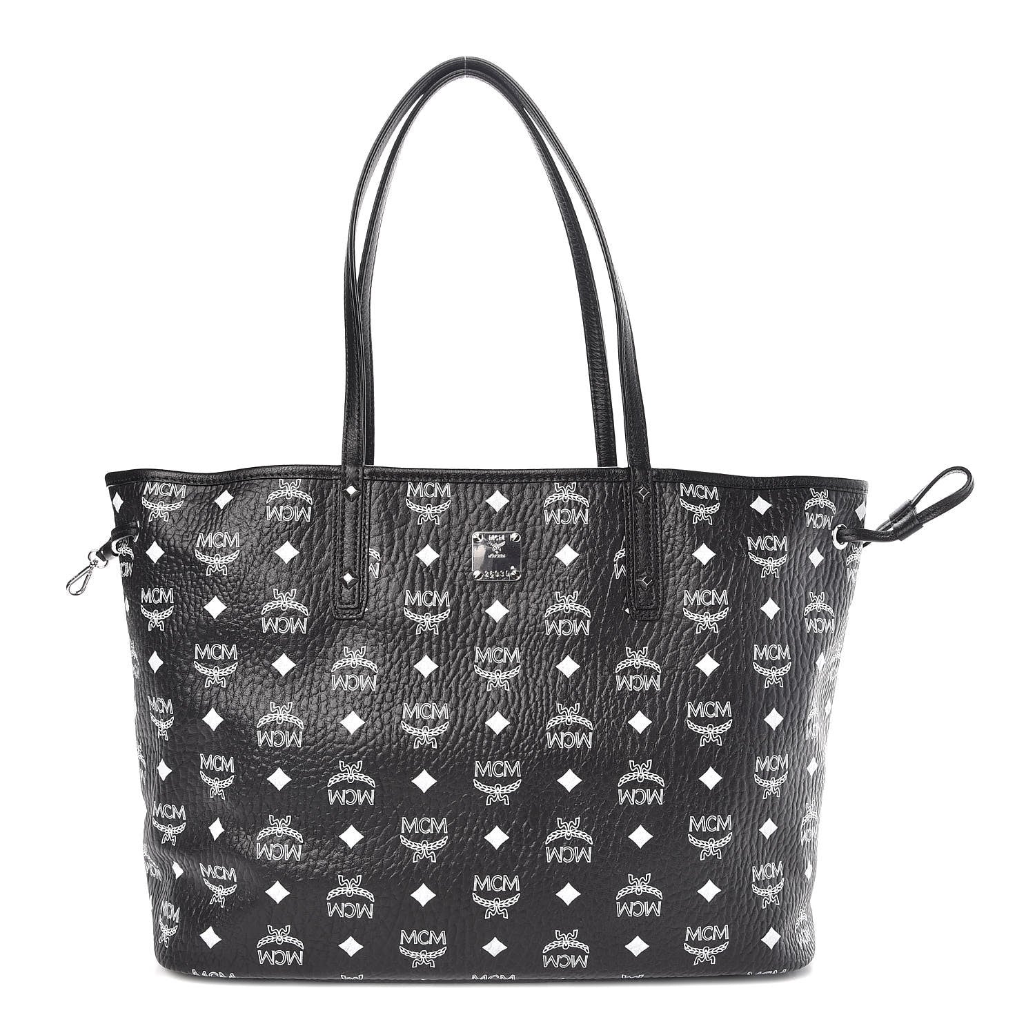 MCM Visetos Medium Reversible Shopper Tote Black 4 of 15