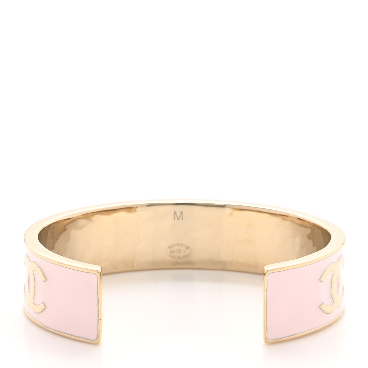 Chanel Metal Enamel Chanel Logo Cuff Bracelet M Pink 3 of 5