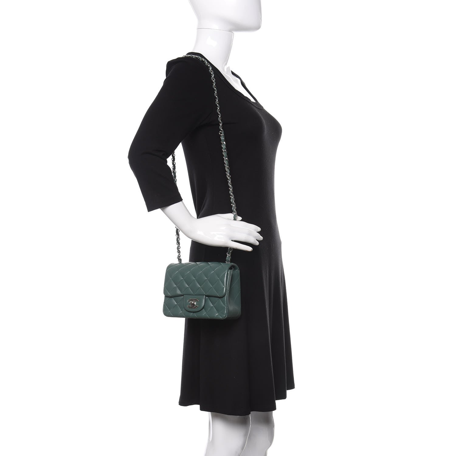 Chanel Lambskin Quilted Mini Square Flap Green 2 of 10