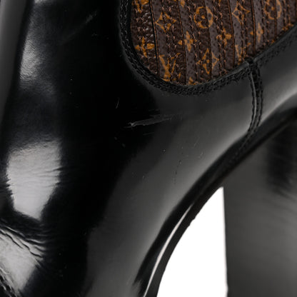 Louis Vuitton Patent Nano Monogram Ankle Star Trail Boots 37 Black 11 of 13